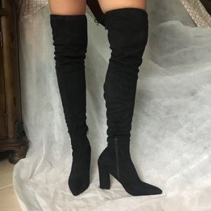 ASOS Black Suede Over the Knee Boots